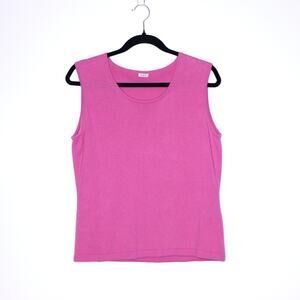 FJALL Cashmere Tank Sweater Pink Round Neck Lightweight Casual Women's XL